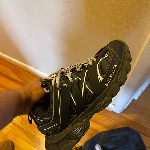 Balenciaga Men's Black and White Athletic Shoes